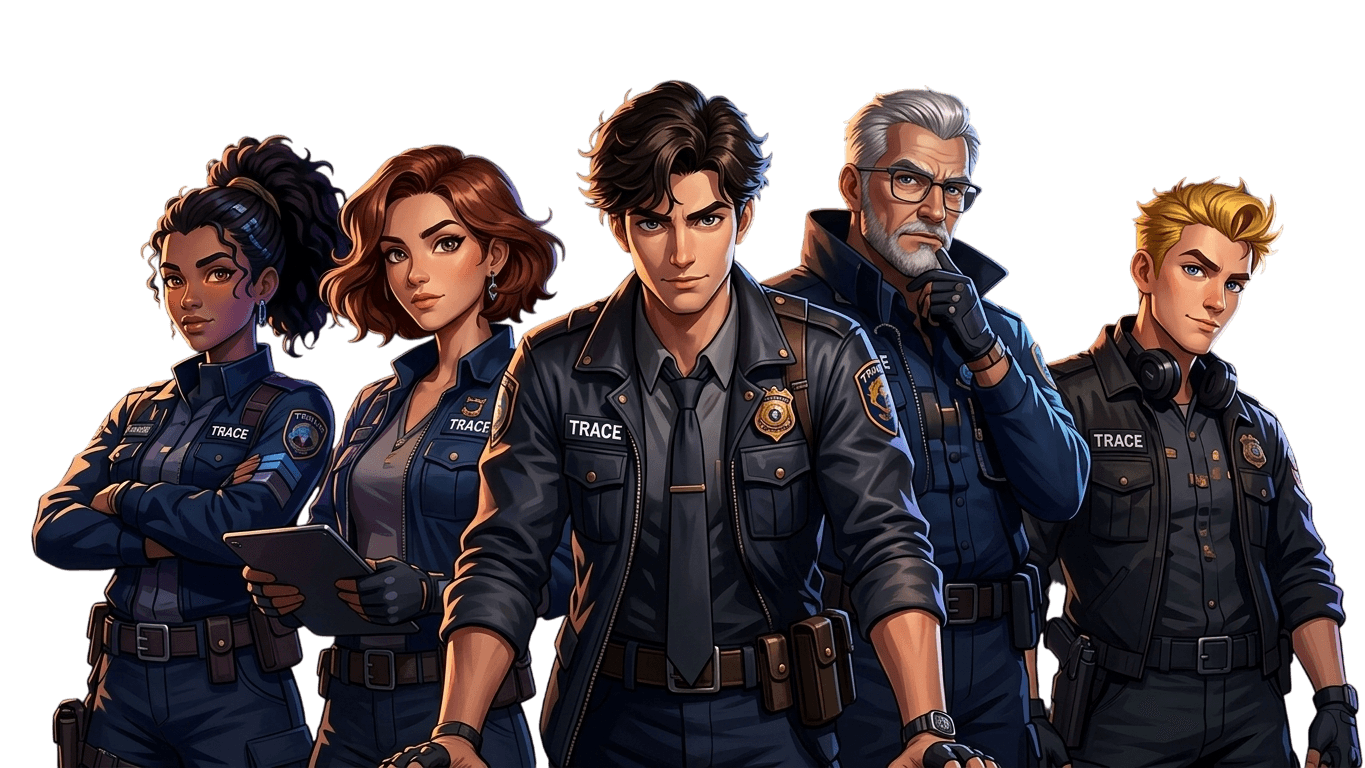 The five TRACE investigators in uniform, standing together